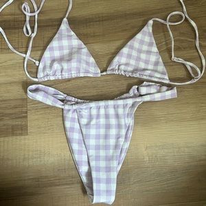 Skatie Encinitas purple gingham bikini XS